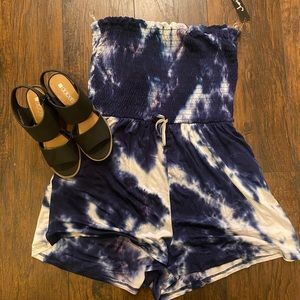 NWT tie dye strapless romper